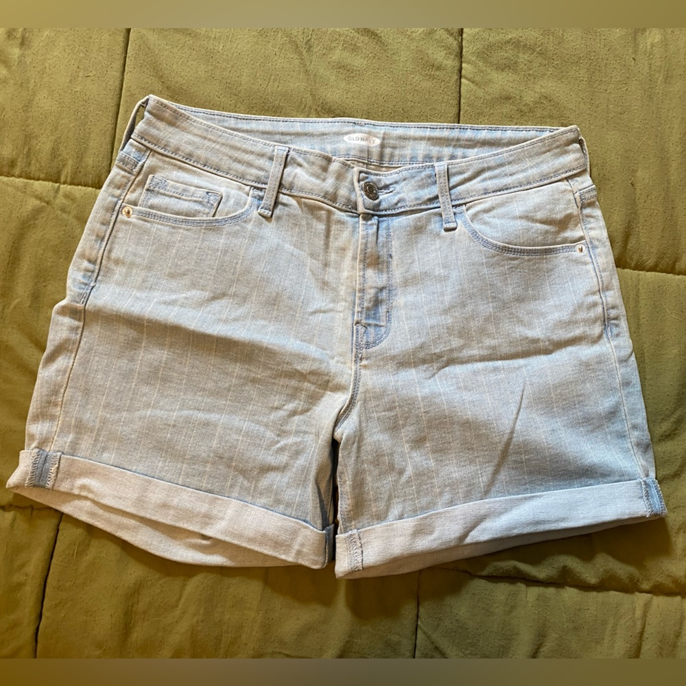 Striped jean shorts